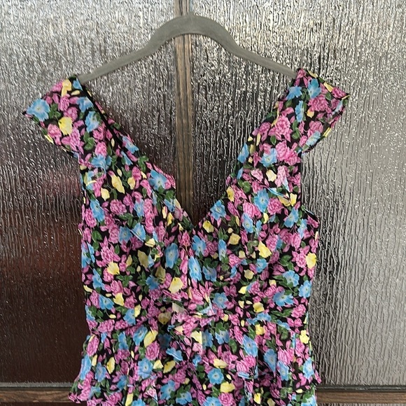 Amur EVITA Multicolor Floral Silk Chiffon Ruffle Maxi Dress Size 12 - Picture 8 of 14